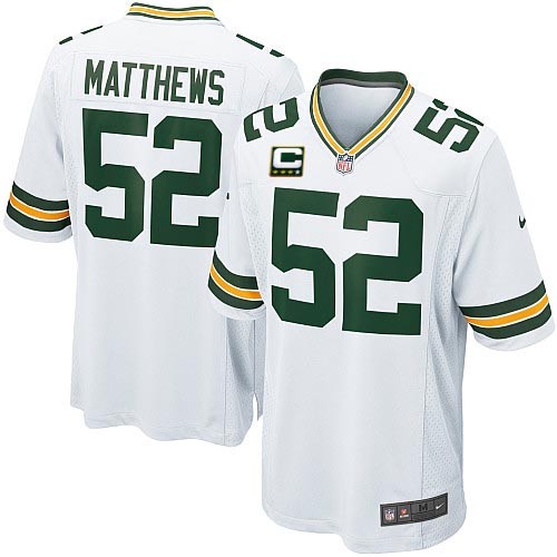 Youth Nike Green Bay Packers #52 Clay Matthews Elite White C Patch NFL Jersey