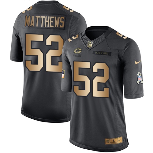 Men's Nike Green Bay Packers #52 Clay Matthews Limited Black/Gold Salute to Service NFL Jersey