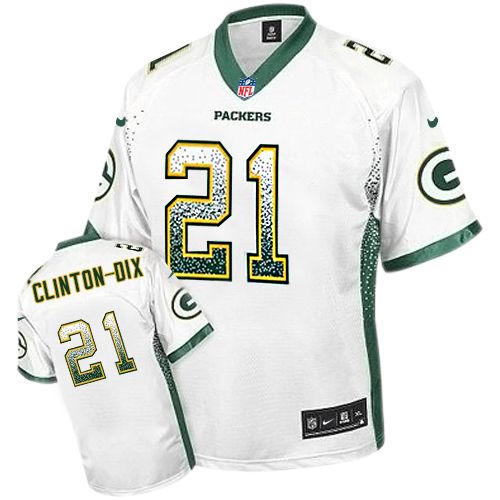 Men's Nike Green Bay Packers #21 Ha Ha Clinton-Dix Elite White Drift Fashion NFL Jersey