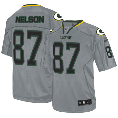 Men's Nike Green Bay Packers #87 Jordy Nelson Elite Lights Out Grey NFL Jersey