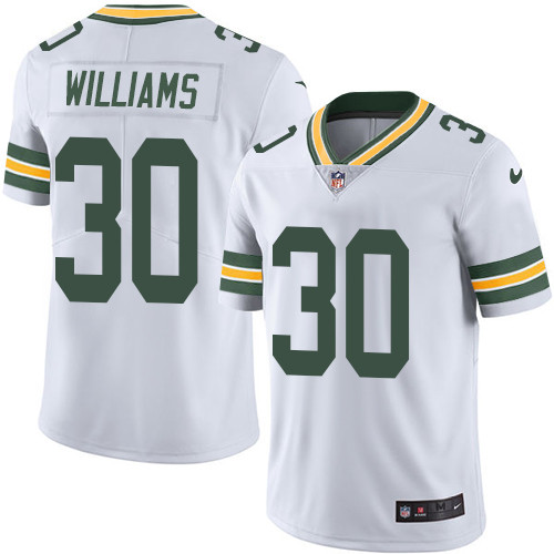 Men's Nike Green Bay Packers #30 Jamaal Williams White Vapor Untouchable Limited Player NFL Jersey