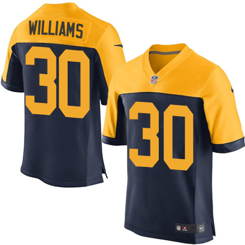 Men's Nike Green Bay Packers #30 Jamaal Williams Elite Navy Blue Alternate NFL Jersey