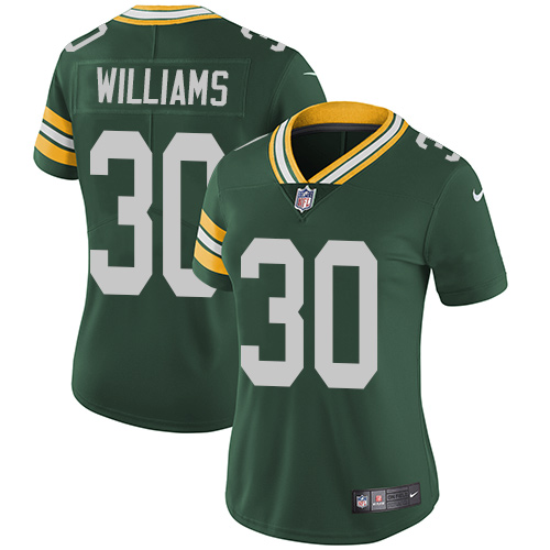 Women's Nike Green Bay Packers #30 Jamaal Williams Green Team Color Vapor Untouchable Limited Player NFL Jersey