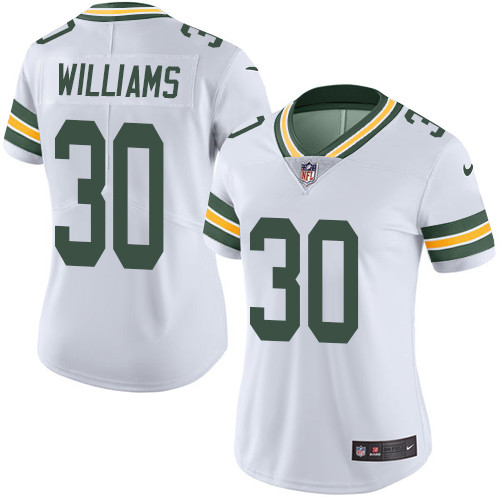 Women's Nike Green Bay Packers #30 Jamaal Williams White Vapor Untouchable Elite Player NFL Jersey