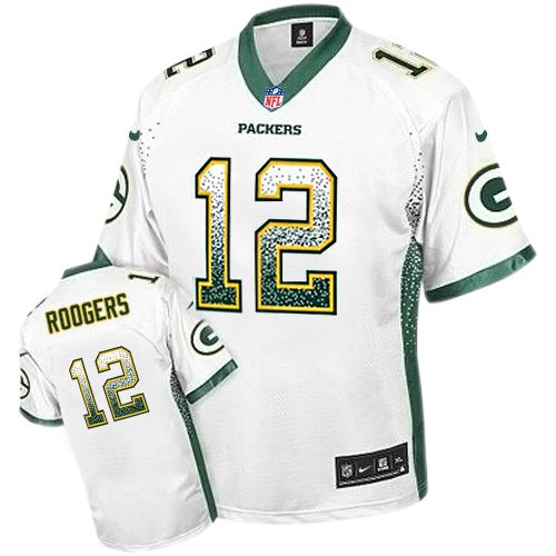 Men's Nike Green Bay Packers #12 Aaron Rodgers Elite White Drift Fashion NFL Jersey