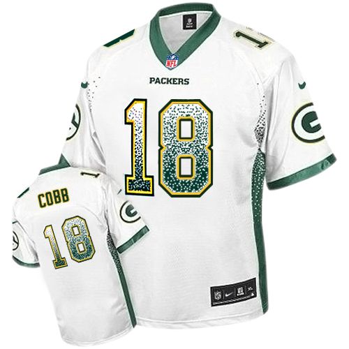 Men's Nike Green Bay Packers #18 Randall Cobb Elite White Drift Fashion NFL Jersey