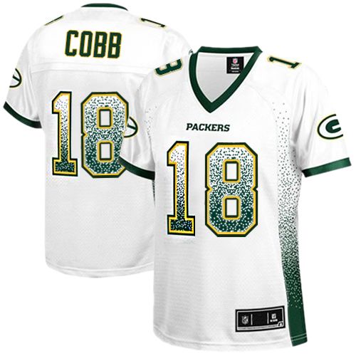 Women's Nike Green Bay Packers #18 Randall Cobb Elite White Drift Fashion NFL Jersey