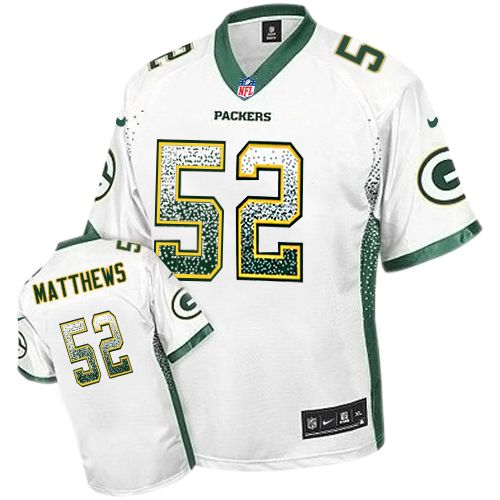 Men's Nike Green Bay Packers #52 Clay Matthews Elite White Drift Fashion NFL Jersey