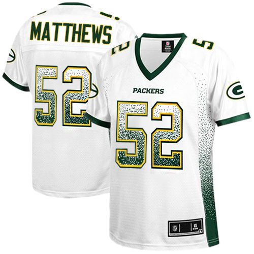 Women's Nike Green Bay Packers #52 Clay Matthews Elite White Drift Fashion NFL Jersey
