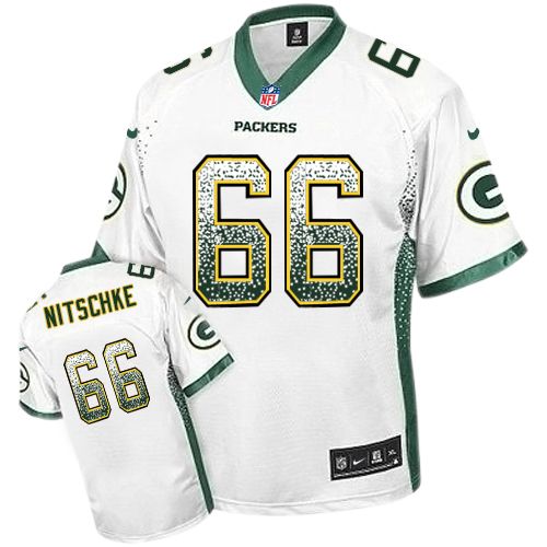 Men's Nike Green Bay Packers #66 Ray Nitschke Elite White Drift Fashion NFL Jersey