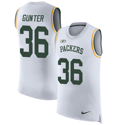 Men's Nike Green Bay Packers #36 LaDarius Gunter White Rush Player Name & Number Tank Top NFL Jersey
