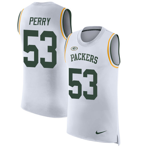 Men's Nike Green Bay Packers #53 Nick Perry White Rush Player Name & Number Tank Top NFL Jersey