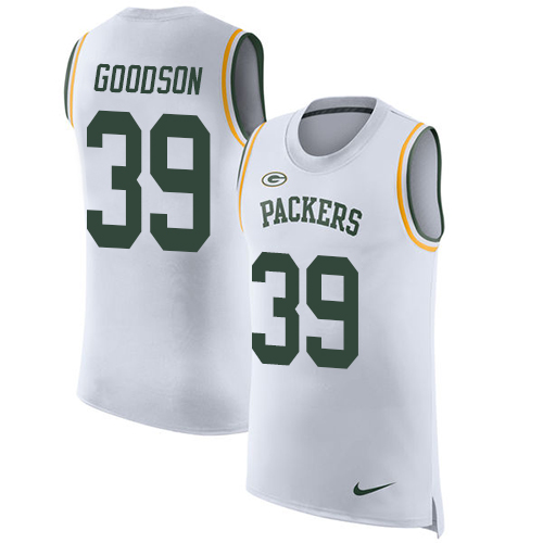 Men's Nike Green Bay Packers #39 Demetri Goodson White Rush Player Name & Number Tank Top NFL Jersey