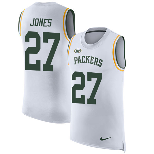 Men's Nike Green Bay Packers #27 Josh Jones White Rush Player Name & Number Tank Top NFL Jersey