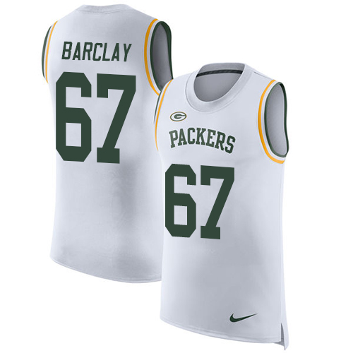 Men's Nike Green Bay Packers #67 Don Barclay White Rush Player Name & Number Tank Top NFL Jersey