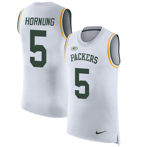 Men's Nike Green Bay Packers #5 Paul Hornung White Rush Player Name & Number Tank Top NFL Jersey