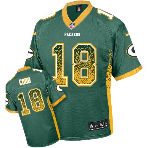 Men's Nike Green Bay Packers #18 Randall Cobb Elite Green Drift Fashion NFL Jersey