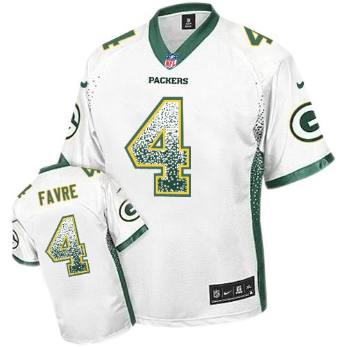 Men's Nike Green Bay Packers #4 Brett Favre Elite White Drift Fashion NFL Jersey