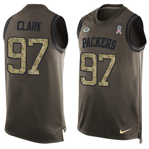 Men's Nike Green Bay Packers #97 Kenny Clark Limited Green Salute to Service Tank Top NFL Jersey