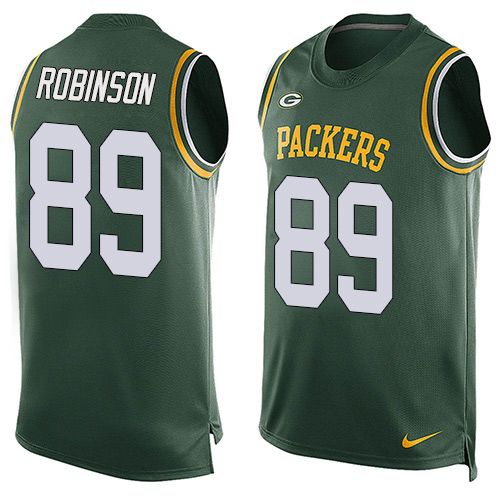 Men's Nike Green Bay Packers #89 Dave Robinson Limited Green Player Name & Number Tank Top NFL Jersey