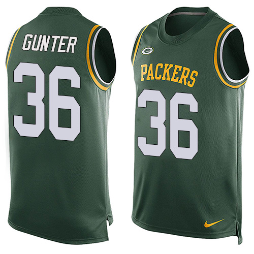 Men's Nike Green Bay Packers #36 LaDarius Gunter Limited Green Player Name & Number Tank Top NFL Jersey