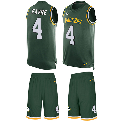 Men's Nike Green Bay Packers #4 Brett Favre Limited Green Tank Top Suit NFL Jersey