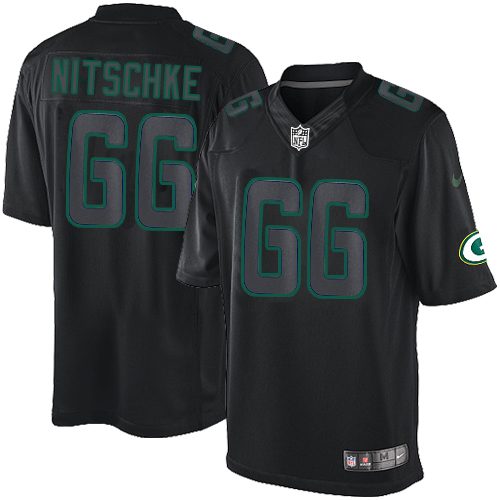 Men's Nike Green Bay Packers #66 Ray Nitschke Limited Black Impact NFL Jersey