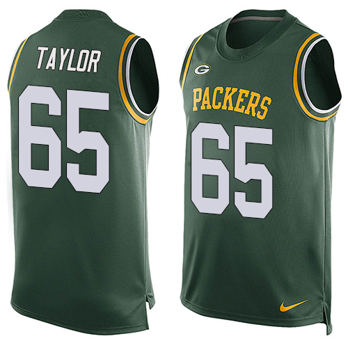 Men's Nike Green Bay Packers #65 Lane Taylor Limited Green Player Name & Number Tank Top NFL Jersey