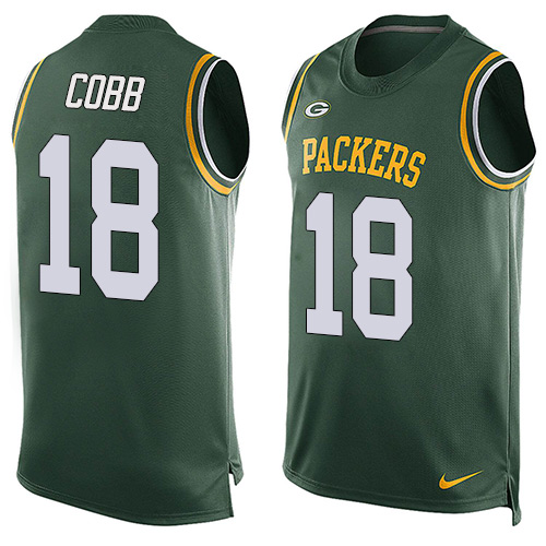 Men's Nike Green Bay Packers #18 Randall Cobb Limited Green Player Name & Number Tank Top NFL Jersey