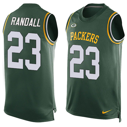 Men's Nike Green Bay Packers #23 Damarious Randall Limited Green Player Name & Number Tank Top NFL Jersey