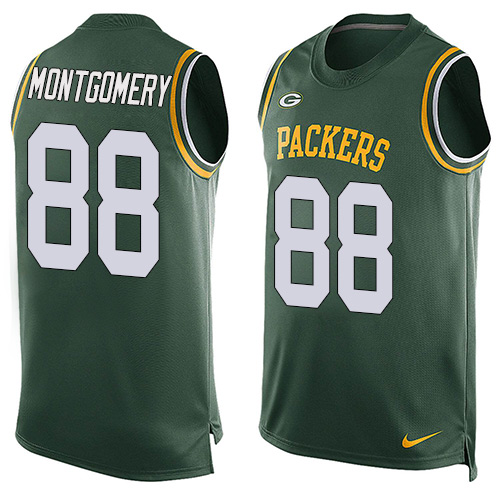 Men's Nike Green Bay Packers #88 Ty Montgomery Limited Green Player Name & Number Tank Top NFL Jersey