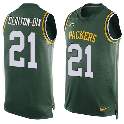 Men's Nike Green Bay Packers #21 Ha Ha Clinton-Dix Limited Green Player Name & Number Tank Top NFL Jersey