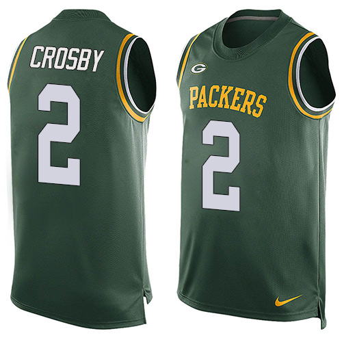 Men's Nike Green Bay Packers #2 Mason Crosby Limited Green Player Name & Number Tank Top NFL Jersey