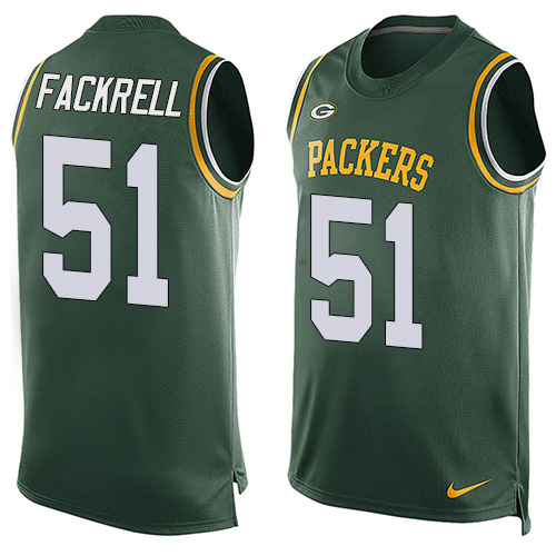 Men's Nike Green Bay Packers #51 Kyler Fackrell Limited Green Player Name & Number Tank Top NFL Jersey
