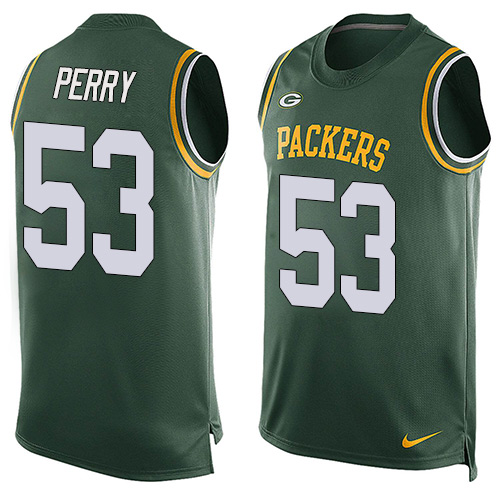 Men's Nike Green Bay Packers #53 Nick Perry Limited Green Player Name & Number Tank Top NFL Jersey