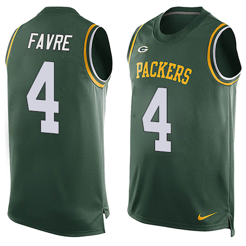 Men's Nike Green Bay Packers #4 Brett Favre Limited Green Player Name & Number Tank Top NFL Jersey