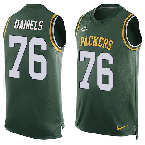 Men's Nike Green Bay Packers #76 Mike Daniels Limited Green Player Name & Number Tank Top NFL Jersey