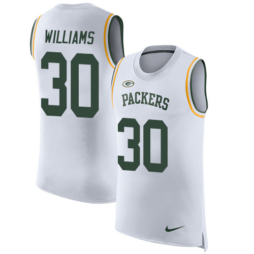 Men's Nike Green Bay Packers #30 Jamaal Williams White Rush Player Name & Number Tank Top NFL Jersey