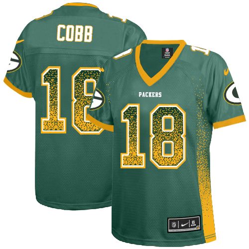 Women's Nike Green Bay Packers #18 Randall Cobb Elite Green Drift Fashion NFL Jersey