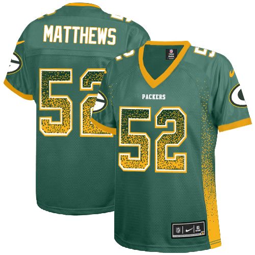 Women's Nike Green Bay Packers #52 Clay Matthews Elite Green Drift Fashion NFL Jersey