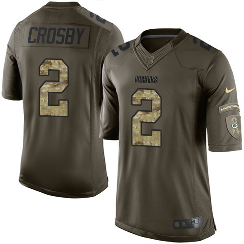 Men's Nike Green Bay Packers #2 Mason Crosby Limited Green Salute to Service NFL Jersey