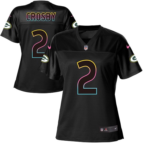 Women's Nike Green Bay Packers #2 Mason Crosby Game Black Fashion NFL Jersey