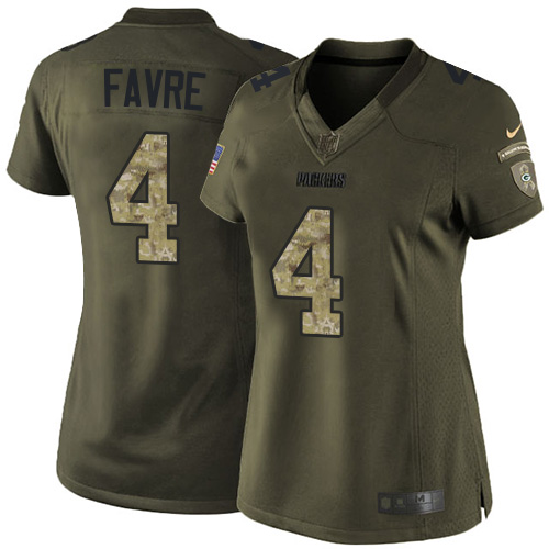 Women's Nike Green Bay Packers #4 Brett Favre Limited Green Salute to Service NFL Jersey