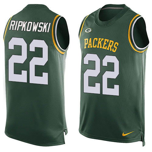 Men's Nike Green Bay Packers #22 Aaron Ripkowski Limited Green Player Name & Number Tank Top NFL Jersey