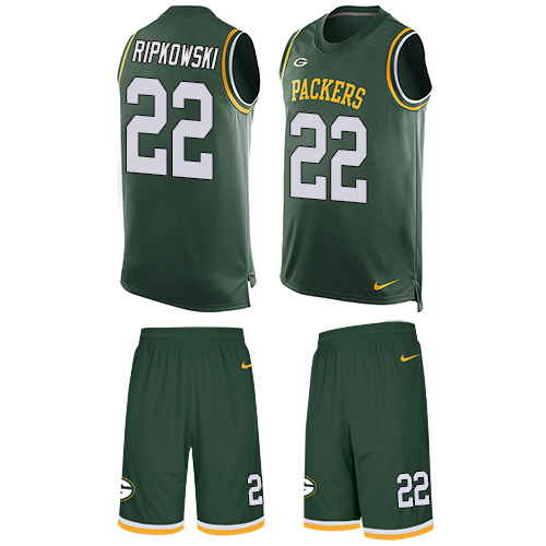 Men's Nike Green Bay Packers #22 Aaron Ripkowski Limited Green Tank Top Suit NFL Jersey