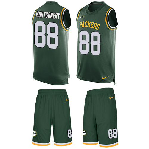 Men's Nike Green Bay Packers #88 Ty Montgomery Limited Green Tank Top Suit NFL Jersey
