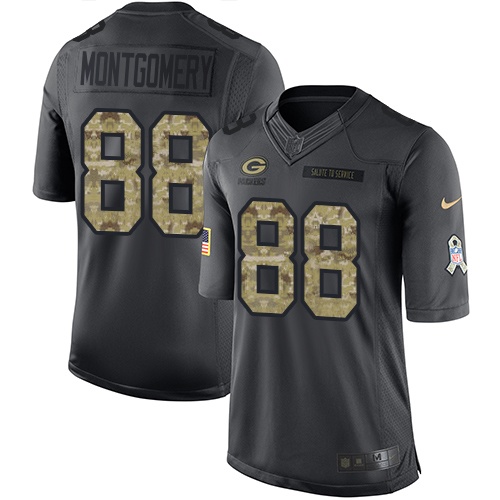 Men's Nike Green Bay Packers #88 Ty Montgomery Limited Black 2016 Salute to Service NFL Jersey