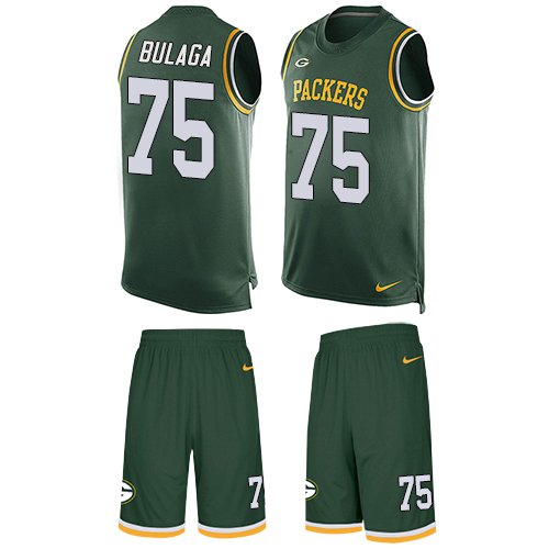 Men's Nike Green Bay Packers #75 Bryan Bulaga Limited Green Tank Top Suit NFL Jersey