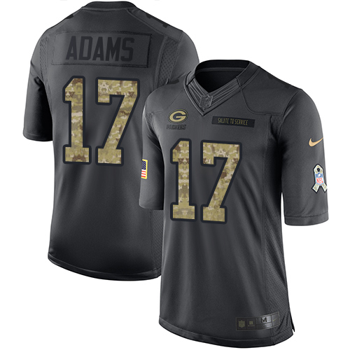 Youth Nike Green Bay Packers #17 Davante Adams Limited Black 2016 Salute to Service NFL Jersey
