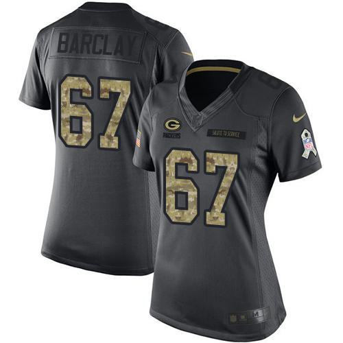 Women's Nike Green Bay Packers #67 Don Barclay Limited Black 2016 Salute to Service NFL Jersey